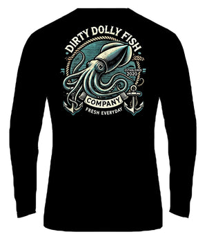 Unisex UV Cooling Performance Long Sleeve White or Black T-Shirt - Marlin or Squid